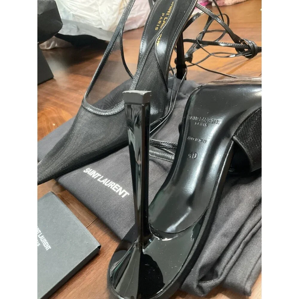 SAINT LAURENT Oxalis Pumps in Noir Black 40 10 With Box Womens High Heels - Picture 8 of 16